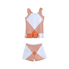 Orange and white diagonal plaids Kids  Boyleg Swimsuit