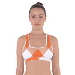 Orange and white diagonal plaids Cross Back Sports Bra