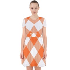 Orange and white diagonal plaids Adorable in Chiffon Dress