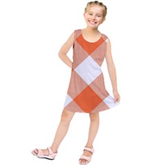 Orange and white diagonal plaids Kids  Tunic Dress