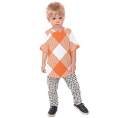 Orange and white diagonal plaids Kids  Raglan Tee