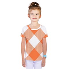 Orange and white diagonal plaids Kids  One Piece Tee