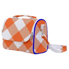 Orange and white diagonal plaids Satchel Shoulder Bag