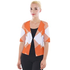 Orange and white diagonal plaids Cropped Button Cardigan