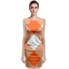 Orange And White Diagonal Plaids Sleeveless Velvet Midi Dress by ConteMonfrey