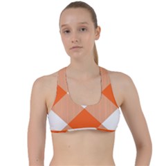 Orange and white diagonal plaids Criss Cross Racerback Sports Bra