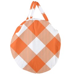 Orange and white diagonal plaids Giant Round Zipper Tote