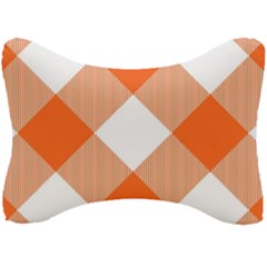 Orange and white diagonal plaids Seat Head Rest Cushion