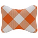 Orange and white diagonal plaids Velour Seat Head Rest Cushion View1