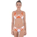 Orange and white diagonal plaids Criss Cross Bikini Set View1