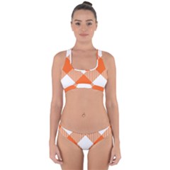 Orange and white diagonal plaids Cross Back Hipster Bikini Set