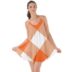 Orange and white diagonal plaids Love the Sun Cover Up