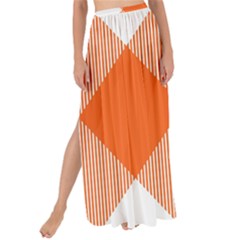 Orange and white diagonal plaids Maxi Chiffon Tie-Up Sarong