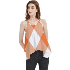 Orange and white diagonal plaids Flowy Camisole Tank Top