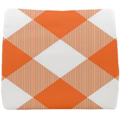 Orange and white diagonal plaids Seat Cushion