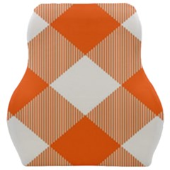 Orange and white diagonal plaids Car Seat Velour Cushion 