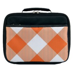 Orange and white diagonal plaids Lunch Bag