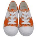 Orange and white diagonal plaids Kids  Low Top Canvas Sneakers View1