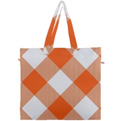 Orange and white diagonal plaids Canvas Travel Bag