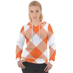 Orange And White Diagonal Plaids Women s Overhead Hoodie by ConteMonfrey