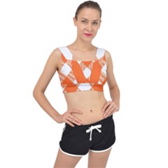 Orange and white diagonal plaids V-Back Sports Bra