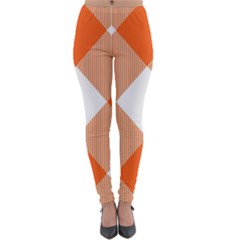 Orange and white diagonal plaids Lightweight Velour Leggings