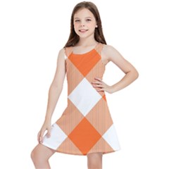 Orange and white diagonal plaids Kids  Lightweight Sleeveless Dress