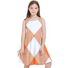 Orange and white diagonal plaids Kids  Skater Dress