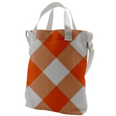 Orange and white diagonal plaids Canvas Messenger Bag