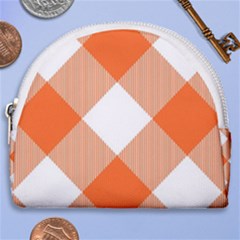 Orange and white diagonal plaids Horseshoe Style Canvas Pouch