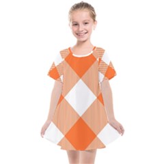 Orange and white diagonal plaids Kids  Smock Dress