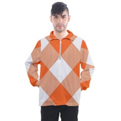 Orange And White Diagonal Plaids Men s Half Zip Pullover by ConteMonfrey