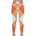 Orange and white diagonal plaids Lightweight Velour Classic Yoga Leggings View1