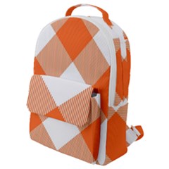 Orange and white diagonal plaids Flap Pocket Backpack (Small)