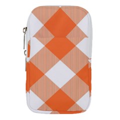 Orange And White Diagonal Plaids Waist Pouch (large) by ConteMonfrey