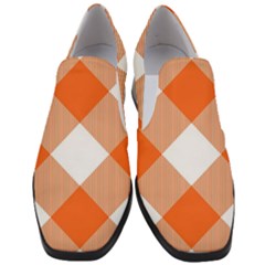 Orange And White Diagonal Plaids Women Slip On Heel Loafers by ConteMonfrey