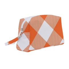 Orange And White Diagonal Plaids Wristlet Pouch Bag (medium) by ConteMonfrey