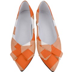 Orange and white diagonal plaids Women s Bow Heels