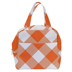 Orange and white diagonal plaids Boxy Hand Bag