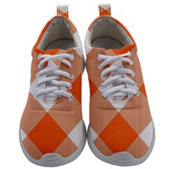 Orange and white diagonal plaids Mens Athletic Shoes