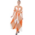 Orange and white diagonal plaids Waist Tie Boho Maxi Dress View1