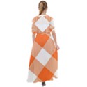 Orange and white diagonal plaids Waist Tie Boho Maxi Dress View2