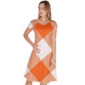 Orange and white diagonal plaids Classic Short Sleeve Dress View1