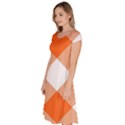 Orange and white diagonal plaids Classic Short Sleeve Dress View2