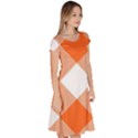 Orange and white diagonal plaids Classic Short Sleeve Dress View3