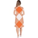 Orange and white diagonal plaids Classic Short Sleeve Dress View4