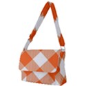 Orange and white diagonal plaids Full Print Messenger Bag (L) View1