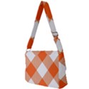 Orange and white diagonal plaids Full Print Messenger Bag (L) View2