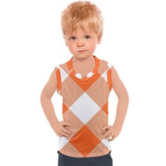 Orange and white diagonal plaids Kids  Sport Tank Top