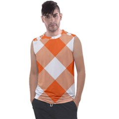 Orange and white diagonal plaids Men s Regular Tank Top